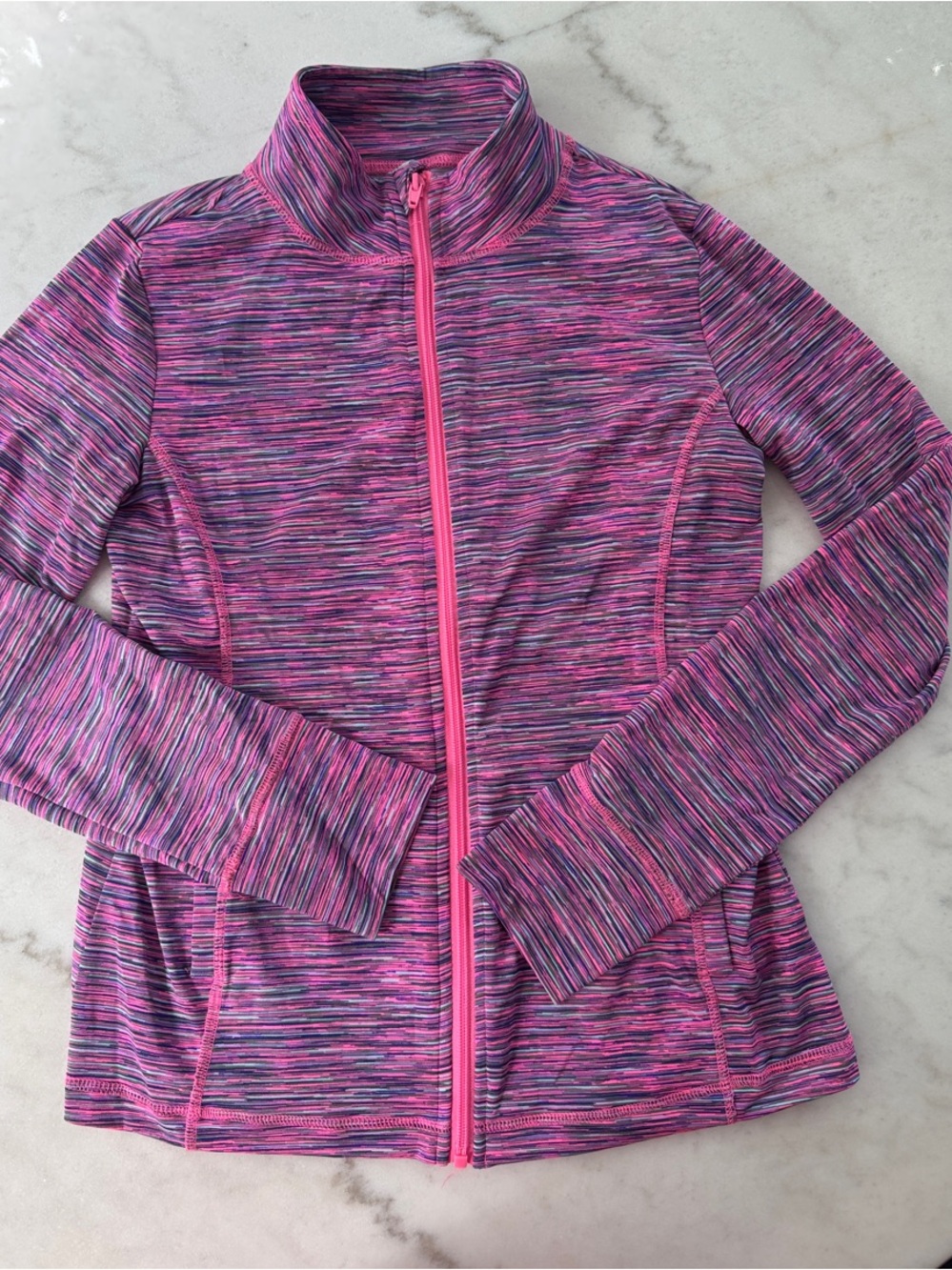 Ideology Girls' Pink Space-Dye Full-Zip Athletic Jacket